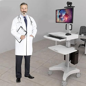 RASHIV Mobile Computer Standing Workstation, 17-32 Inch Display, Keyboard Tray, Wheels, 0-10Kg Load