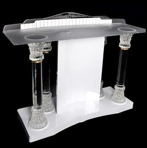 WAGLOS Acrylic Podium Stand with Crystal Pillars - 1.5m Long