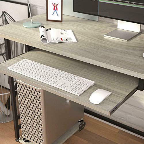 Computer Desk Study Table w/Shelf & Drawers Stable Office Workstation Oak Grey (Color : Default)