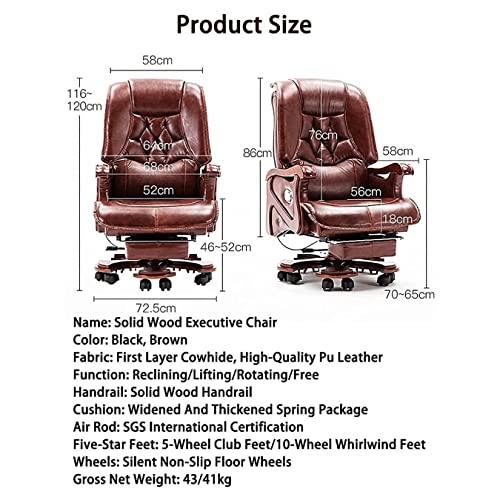 HUIQC Boss Chair Managerial Executive High Back Cowhide Office Chair - Brown