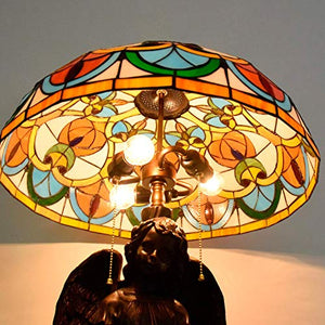 Xiaochen Antique Tiffany Table Lamp Pink Peach Glass Desk Lamp