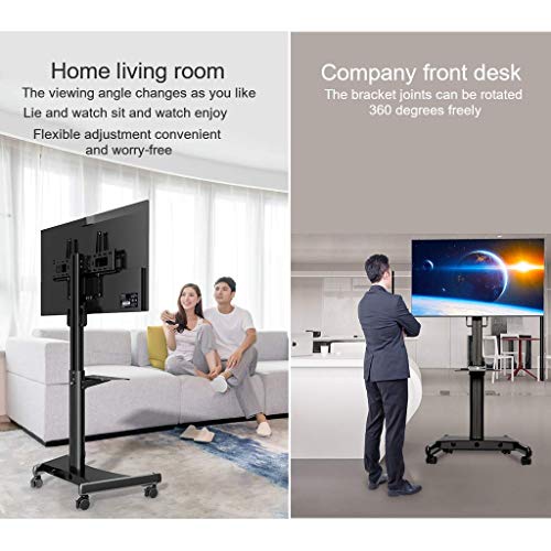 YokIma Mobile TV Stand for 32-65 Inch Screen with Wheels - Height Adjustable Universal TV Cart - Holds Up to 200X200mm/400X600mm