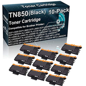 10-Pack (Black) Compatible HL-L6400DW HL-L6400DWT MFC-L5700 MFC-L5800 MFC-L5850 Printer Toner Cartridge Replacement for Brother TN850 TN-850 High Yield (8,000 Pages) Toner Cartridge