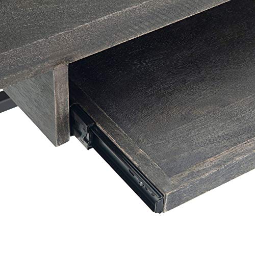 Simpli Home Sklar SOLID MANGO WOOD and Metal Modern Industrial 52 inch Wide Home Office Desk, Writing Table, Workstation, Study Table Furniture in Distressed Dark Brown