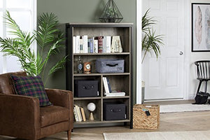 South Shore 6-Shelf Storage Bookcase with Cubes, Weathered Oak & Matte Black
