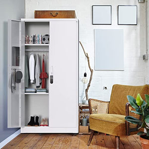 METALTIGER Office Metal Storage Cabinet Wardrobe with Digital Lock - White