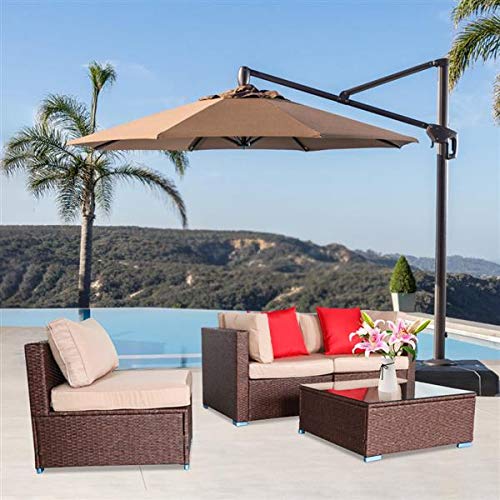 HopeHope 4-Piece Outdoor Wicker Conversation Bistro Set