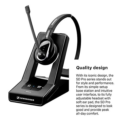Sennheiser SD Pro 1 (506007) - Single-Sided Dual Connectivity Wireless DECT Headset for Desk Phone & Softphone/PC Connection, Ultra Noise-Cancelling Microphone (Black)