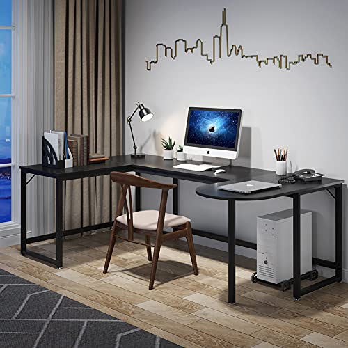 Tribesigns U Shaped Desk,78.7 Inch L Shaped Computer Desk,Corner Home Office Desk,PC Laptop Study Writing Table Workstation Desk with Printer Stand, Black