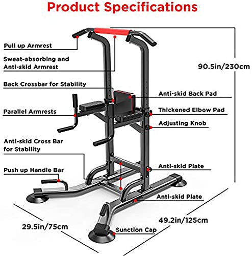 JYMBK Training Fitness Workout Station Power Tower,Weight Station Multi Function Pull Up Station for Strength Training - Dip Stand Bar - Push Up Equipment of Home Gym Exercise