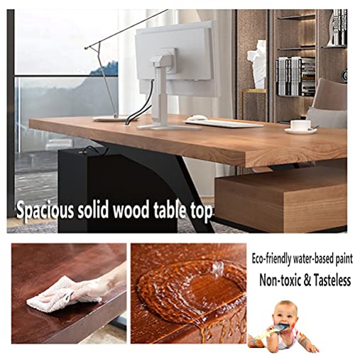 cxkjp Solid Wood Computer Desk with Drawers, Home Office Industrial Furniture - 220x90x75cm