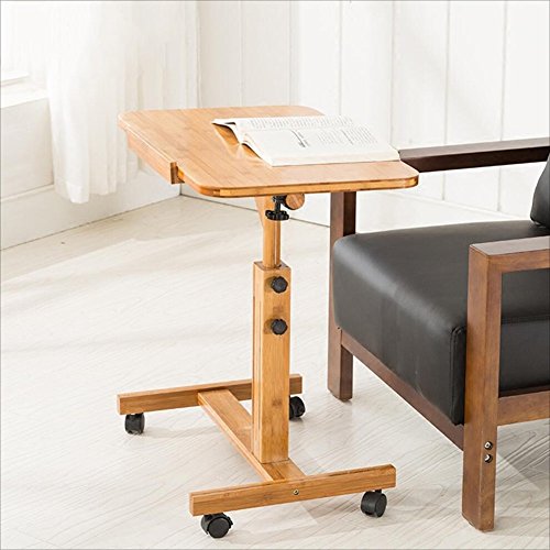DNSJB Computer Desk Removable Laptop Table Office Standing Computer Table Desk-Multifunction Bed Sofa Side Table,Work Station,Rolling,Height Adjustable,Bamboo,2 Sizes Breakfast Tray Table