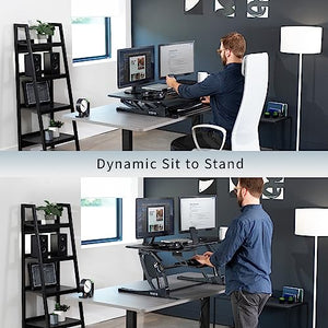 VIVO Height Adjustable 48" Stand Up Desk Converter, V Series, Dual Monitor Riser Workstation, Black - DESK-V048V