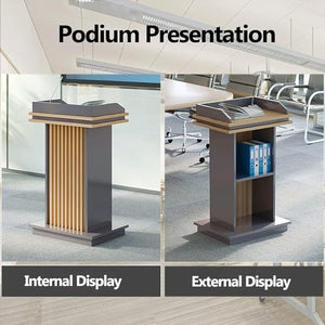 Generic Wooden Podium with Shelf for Classroom, Church, Office & Home