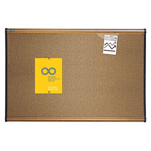 Quartet Cork Board, 4' x 3', Prestige Bulletin Board / Corkboard, Maple Finish Frame (244MA)