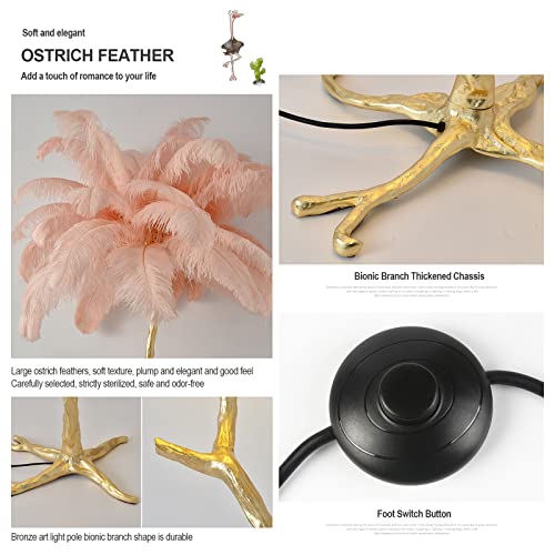 YKLL Unique Colorful LED Floor Lamp with Ostrich Feather Design - Camel, H:2m