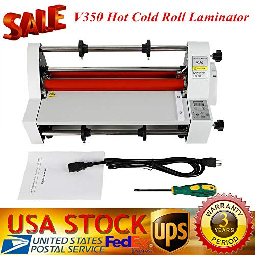 NOPTEG 13" V350 Laminator Four Rollers Hot Roll Laminating Machine Electronic Temperature Control Single,Heating Mode Sealing Width 35cm