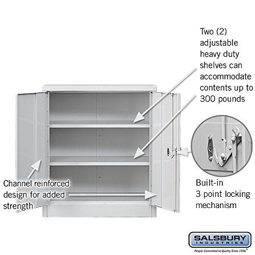 Salsbury Industries Counter Height Heavy Duty Storage Cabinet, Unassembled, Gray