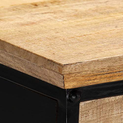 vidaXL Modern Simple Style Computer Desk PC Laptop Study Table Office Desk Workstation for Home Office, with Two Drawer 43.3"x19.6"x29.9" Solid Mango Wood