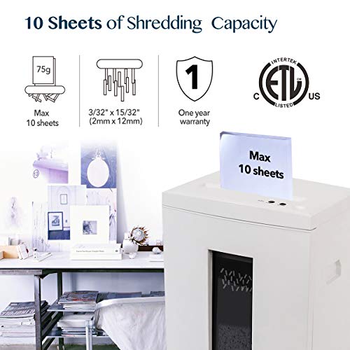 WOLVERINE High Security 10-Sheet Micro Cut Shredder for Home Office - SD9112 White ETL