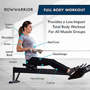 RowWarrior Fitness Rowing Machine – Rower Exercise Equipment for Gym and Home Use – Fitness and Cardio Trainer for Total Body Workout – Real Time Data Display – Stamina and Endurance Workout