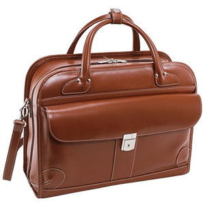 McKlein, W Series, Lakewood, Top Grain Cowhide Leather, 15" Leather Fly-Through Checkpoint-Friendly Patented Detachable -Wheeled Ladies' Laptop Briefcase, Brown (96614)