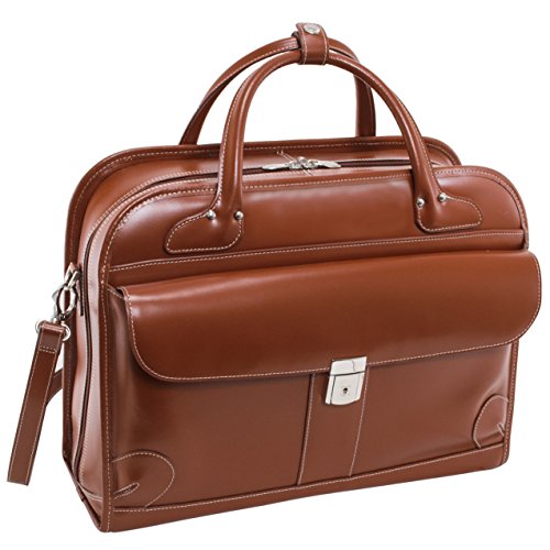 McKlein, W Series, Lakewood, Top Grain Cowhide Leather, 15" Leather Fly-Through Checkpoint-Friendly Patented Detachable -Wheeled Ladies' Laptop Briefcase, Brown (96614)