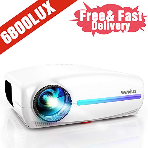 Projector, WiMiUS Native 1080P Projector 6800 Lumens Led Video Projector Support 4K HD Zoom ±50° Digital Keystone Cor, Outdoor & Home Projector Compatible with Fire TV Stick, PS4, PC, iPhone, Android