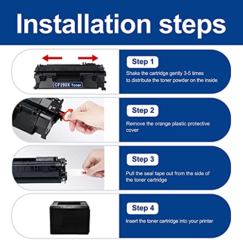 Compatible 3 Black 80X CF280X Toner Cartridge Replacement for HP CF280X Pro 400 M401n(CZ195A) M401dw(CF285A) M401dne(CF399A) M401dn(CF278A) MFP M425dn(CF286A) Printer Toner, 6900 Page High Yield
