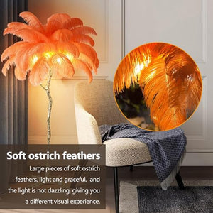 VENIVIDI Orange Ostrich Feather Floor Lamp