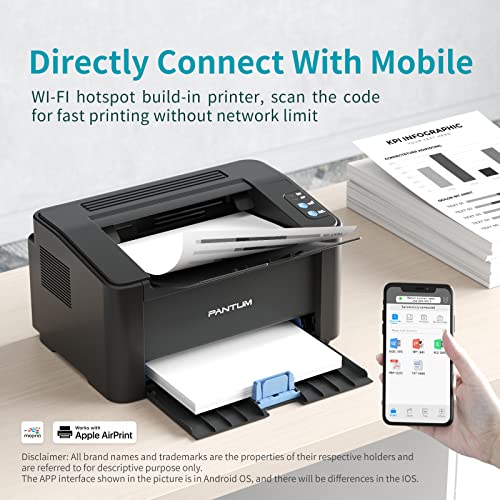 Wireless Small Laser Printer Black and White Monochrome Laser Printer for Home Use with Mobile Printing and School Student, Pantum P2502W with PB-211 Toner