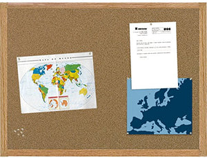 MasterVision Earth Bulletin Board, Cork Board, 36" x 48", Pin Board with MDF Oak Frame