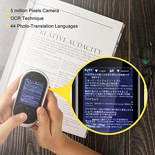 Portable Language Translator Device with WiFi/Hotspot Support, 106 Languages, 2.4 Inch Touch Screen - White