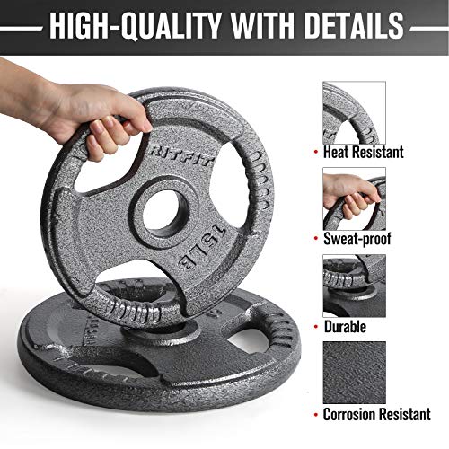 RitFit Grip Plate for Barbell, 2-inch Iron Olympic Weight Plate for Weightlifting and Strength Training in Home & Gym(45LB, Pair)