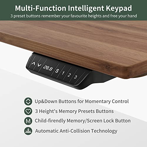 FEZIBO Triple Motor L-Shaped Electric Standing Desk, 63 Inches Height Adjustable, Splice Board, Black Frame/Black Walnut - Sit Stand Workstation