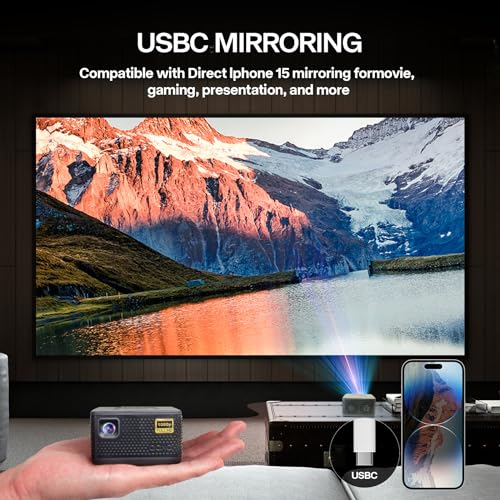 AAXA Technologies Portable Mini Projector with 2Hr Battery, Auto-Keystone, and iPhone 15 Mirroring
