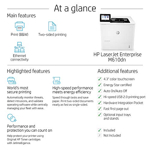 HP LaserJet Enterprise M610dn Monochrome Duplex Printer (7PS82A)