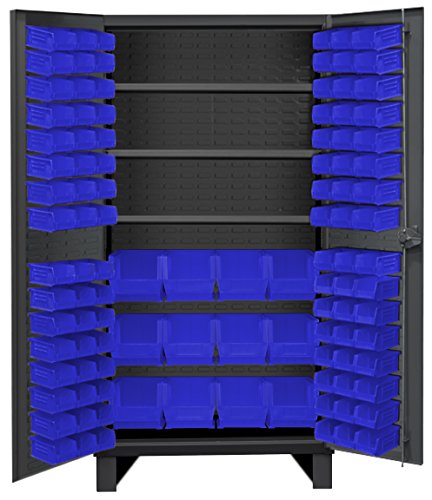 Durham HDC36-108-3S5295 Lockable Cabinet with 108 Blue Hook-On Bins, 36" Wide, 12 Gauge
