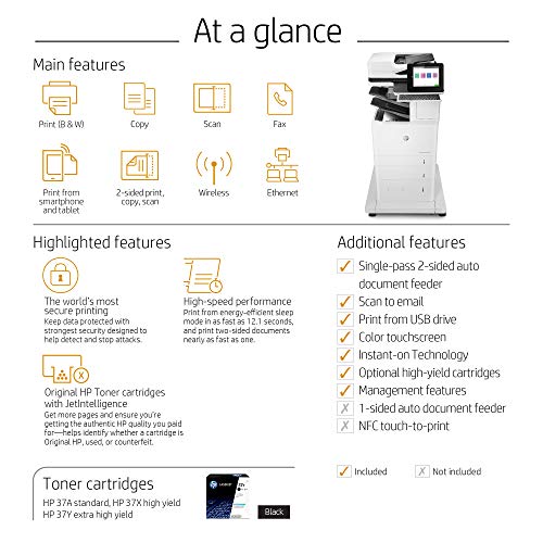 HP Laserjet Enterprise Flow MFP M633z Duplex Printer with One-Year, Next-Business Day, Onsite Warranty (J8J78A)