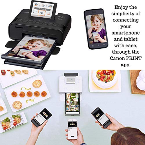 Canon SELPHY CP1300 Wireless Compact Photo Printer (Black) + Canon RP-108 Color Ink Paper Set (108 Sheets of 4 x 6 Paper) + NeeGo Printer Cable + NeeGo Print Protector (100 Pack)