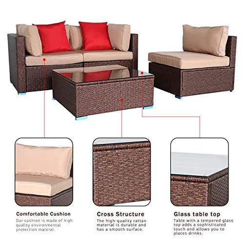 HopeHope 4-Piece Outdoor Wicker Conversation Bistro Set