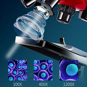 Scientific Educational Microscope for Kids - Newest Upgrade 100 + 400 + 1200 Times HD Beginner Experiment Educational Toys Cultivate Scientific Talent Child Student Boy Girl Best Gift