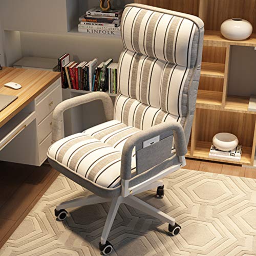 HQBL Ergonomic Home Desk Chair,Lazy Sofa Seat with Wheels,|Height Adjustable,180°Reclining,360° Swivel|with Arm,Mid-Back|for Office/Leisure/Reading/Chasing Drama