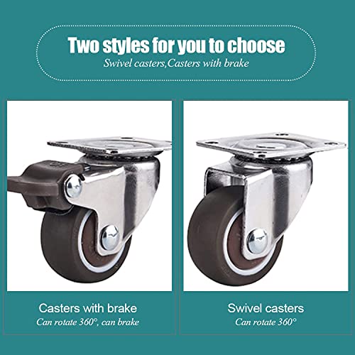 IkiCk Furniture Casters Set with Brakes and Silent Rotation - 25mm Size