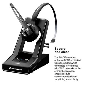 Sennheiser SD Office (506006) - Single-Sided DECT Wireless Headset for Desk Phone & Softphone/PC Connection, Noise-Cancelling Microphone, Multiple Wearing Styles (Black)