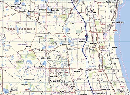 Chicago Metro Area Laminated Wall Map (54"x70")