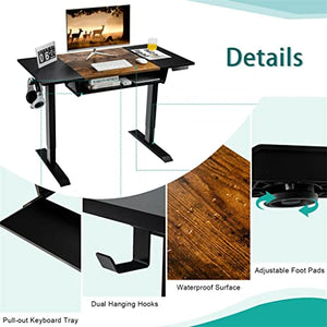 VejiA 48" Electric Lift System Sit-Stand Desk with Keyboard Tray
