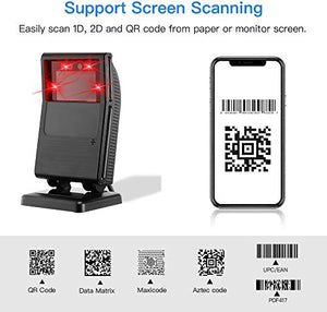 Case of 10 Packs, MUNBYN 1D 2D Omnidirectional Barcode Scanner, 1200Scans/Sec USB Wired QR Code/Data Matrix/PDF417 Scanner Handsfree, Compatible with Windows, Mac, Linux,