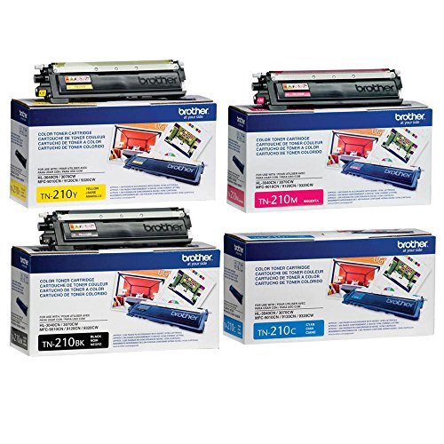 Brother TN210BK, TN210C, TN210M, TN210Y (TN-210BK, TN-210C, TN-210M, TN-210Y) Black, Cyan, Magenta and Yellow Toner Cartridge Set