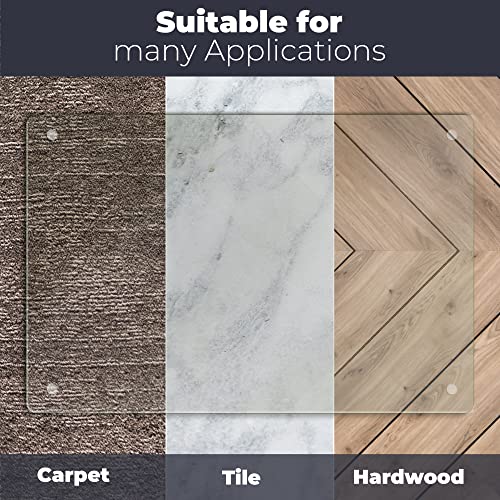 Fab Glass and Mirror Glass Office Chair Mat | 42”x48” Flat Polished Edge Heavy Duty Tempered Glass Mat | For Hardwood Floor or Carpet | Effortless Rolling | Clear